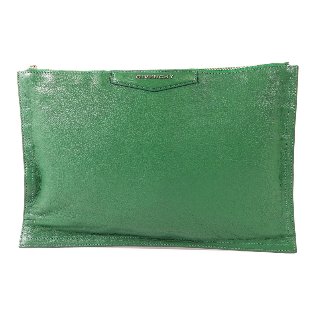 GIVENCHY Cowhide Leather Clutch Silver Pocket Bag business bag clutch bag Green Green Calfski (1 of 14)