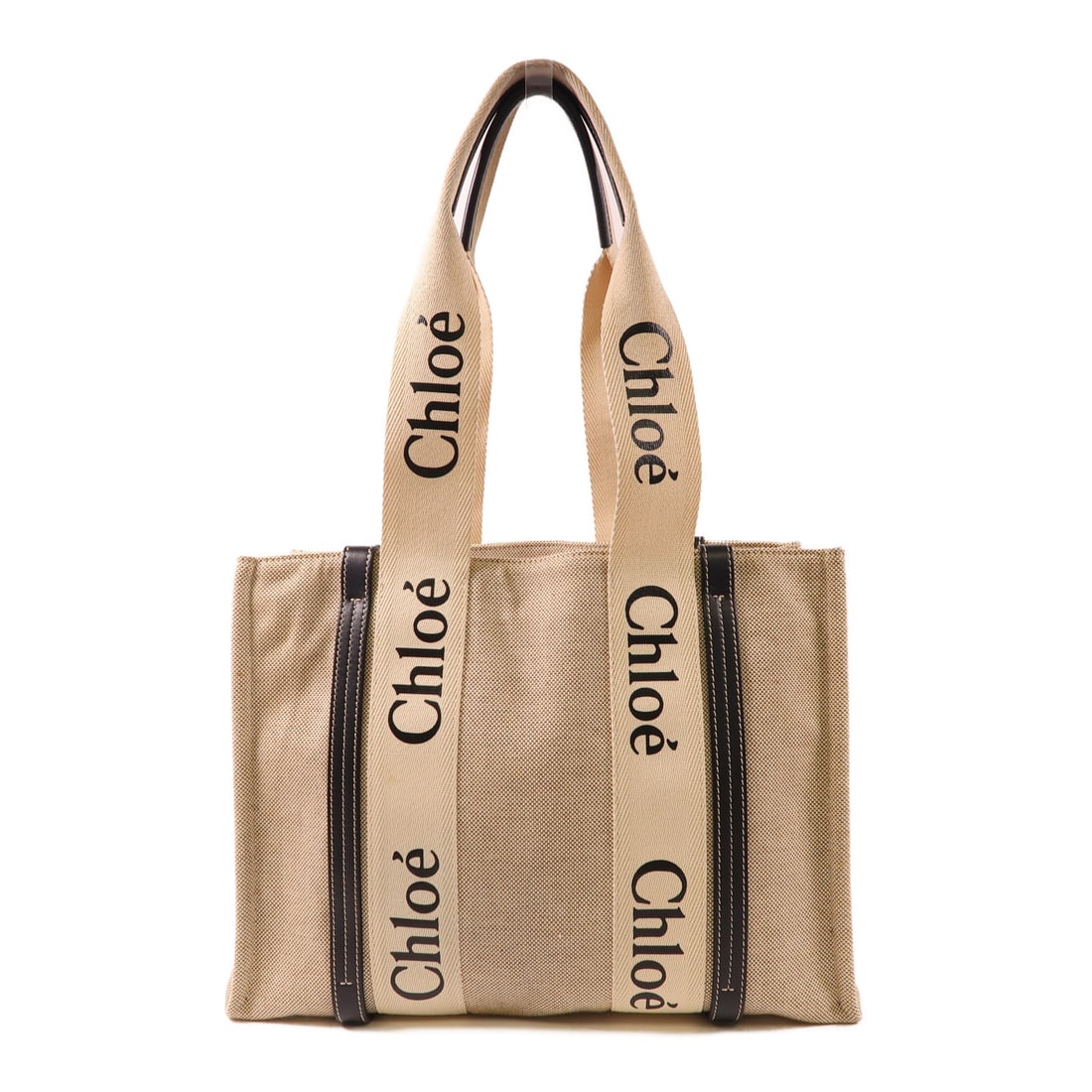 Chloe Canvas Woody Tote Bag Handmade Bag Tote Bag Beige Black Beige/Black canvas (1 of 20)