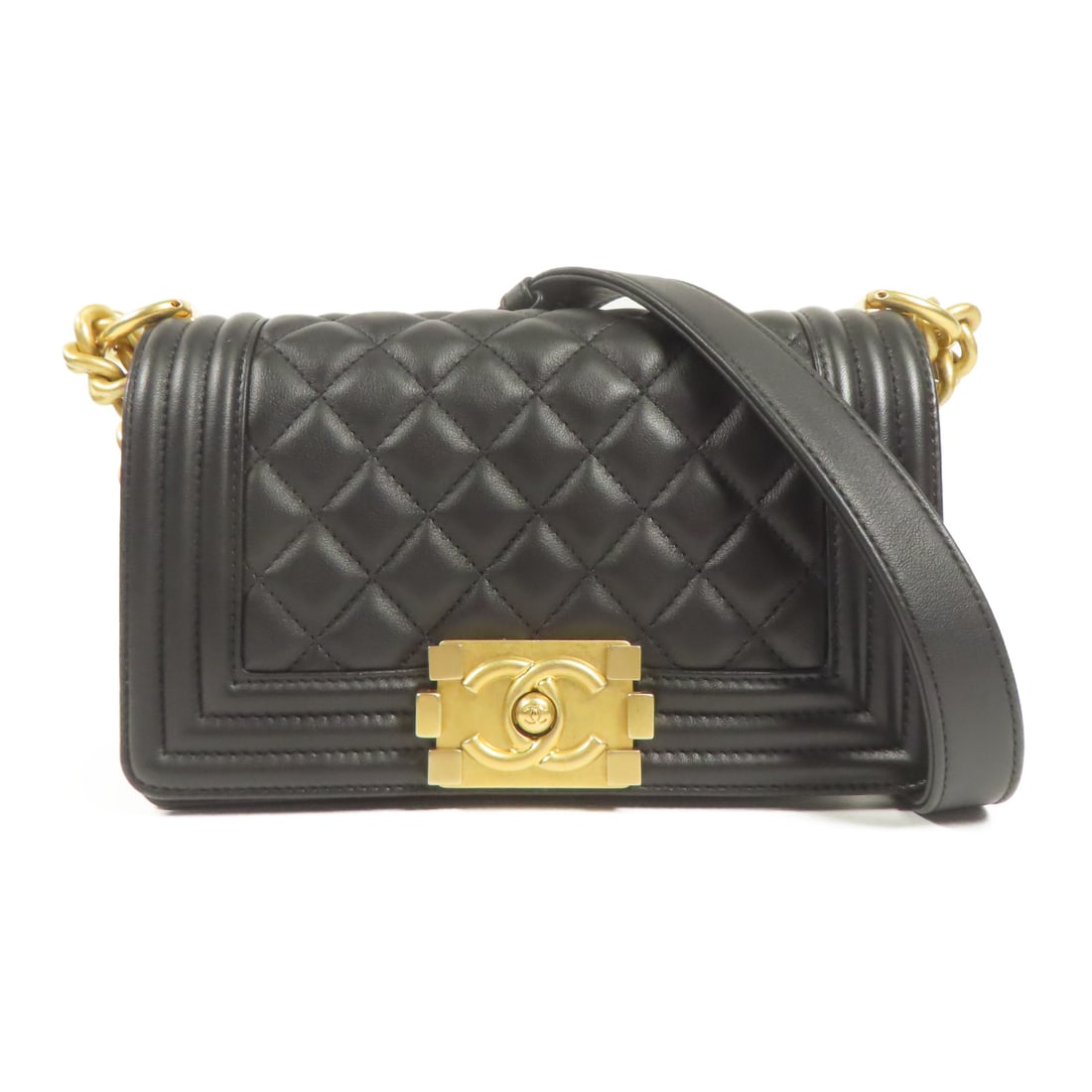 CHANEL Black Black Sheepskin leather boy 20 gold cross shoulder bag Shoulder Bag Lambskin (sheep (1 of 15)