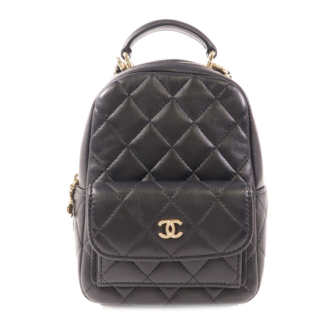 CHANEL Black Black Sheepskin leather Mini Backpack Rucksack Backpack Lambskin (sheep leather) AP3753 (1 of 13)