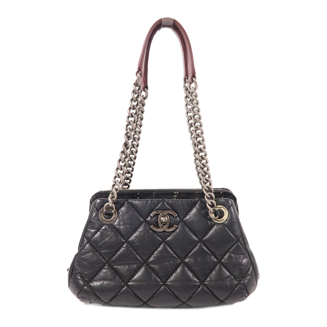 CHANEL Black Black Tweed/cowhide leather Chain Shoulder bag Shoulder Bag Other Calf/Tweed: Item Name: CHANEL Black Black Tweed/cowhide leather Chain Shoulder bag Shoulder Bag Other Calf/Tweed Brand: CHANEL Model No.: Size: x W:27cmH:16.5cm x D:13cm(W:10.6 inch x H:6.5 inch x D:5.1 inch ) -