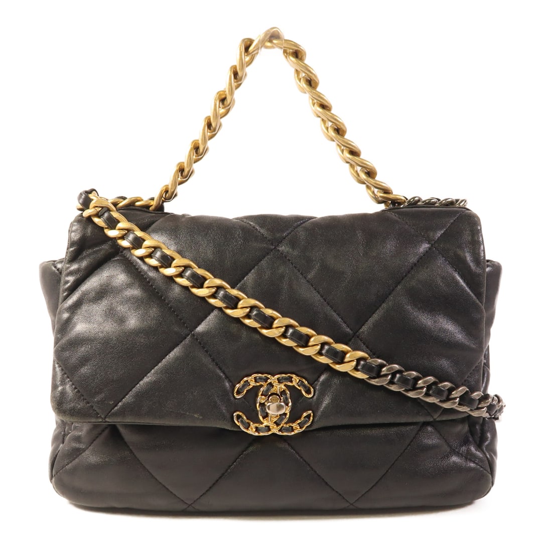 CHANEL Black Black Sheepskin leather C19 Medium hand-turned shoulder and back bag 2wayShoulder Bag (1 of 13)