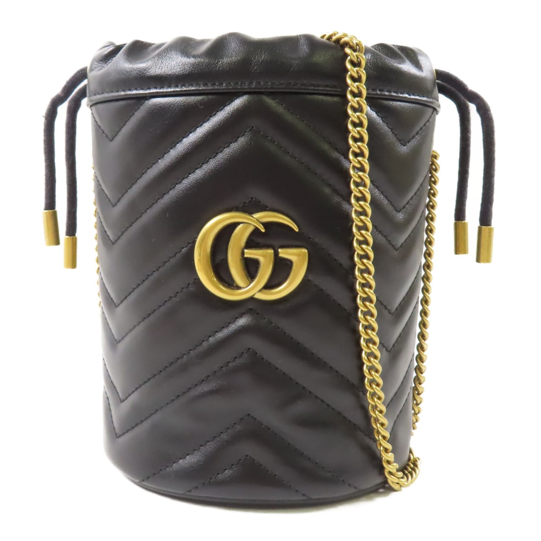 GUCCI Cowhide leather GG Marmont gold chest bag Shoulder Bag Black Black Calfskin (cowhide) 5751 (1 of 15)