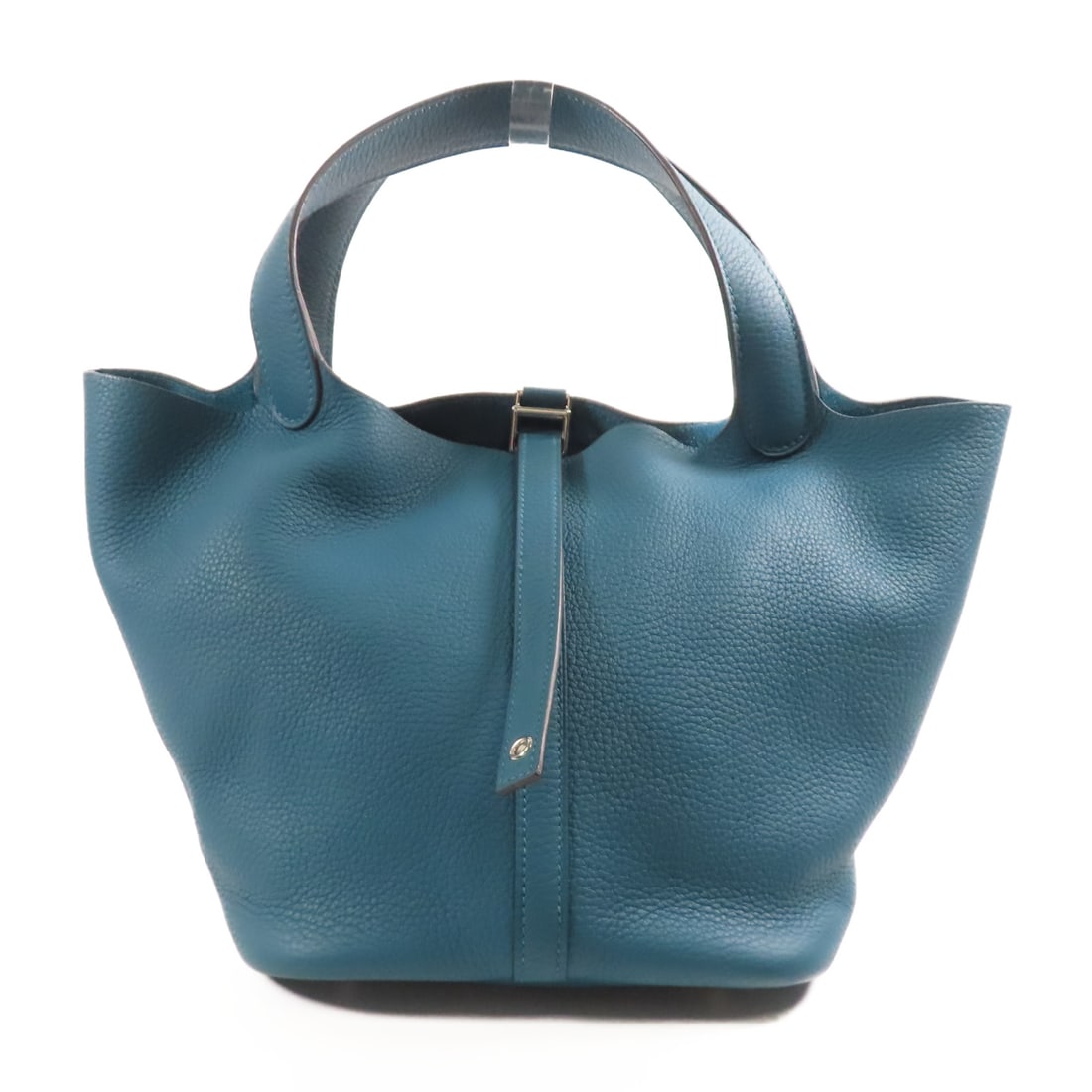 HERMES Clemence Leather Picotin MM Ginpaku Handmade Bag W0 Vert Bosphere Tote Bag Blue Blue Tauril (1 of 14)