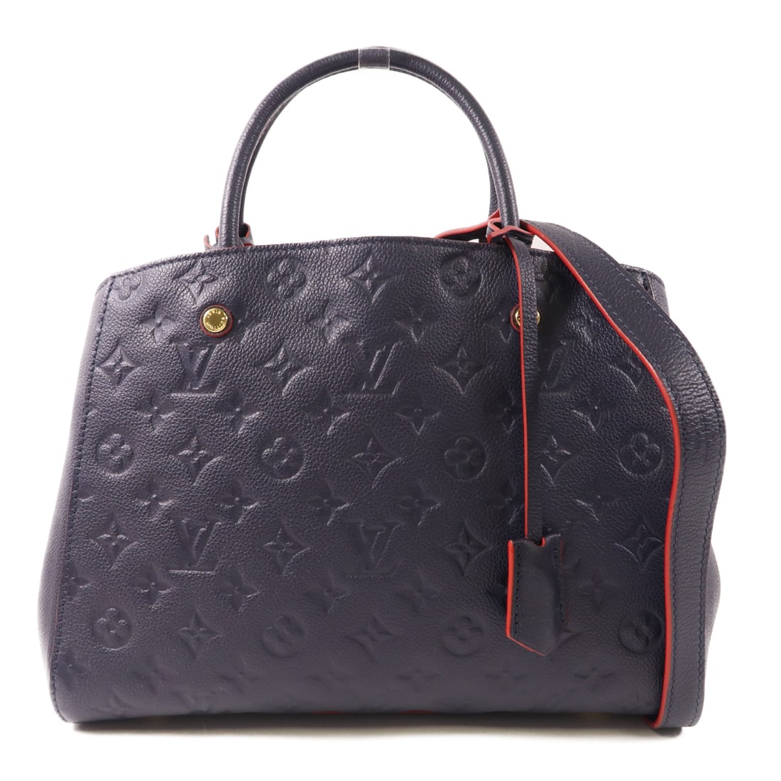 LOUIS VUITTON Monogram Empreinte Montaigne MM Hand-milled bag for shoulder and back Navy Blue (1 of 19)