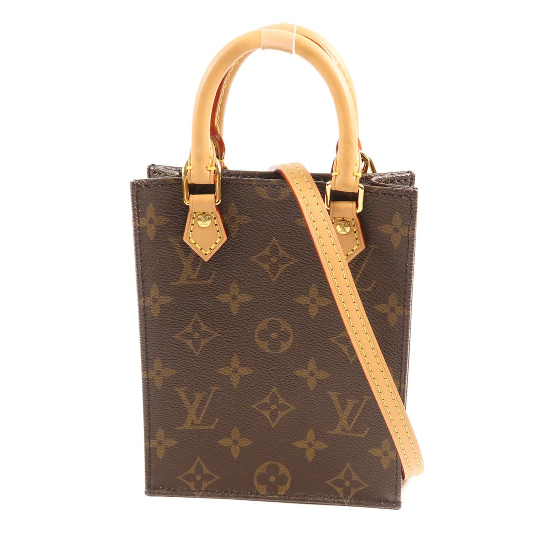 LOUIS VUITTON Monogram Petit Sac Plat Hand-Handed Bag for Shoulders and Backs Brown 2wayShou (1 of 16)