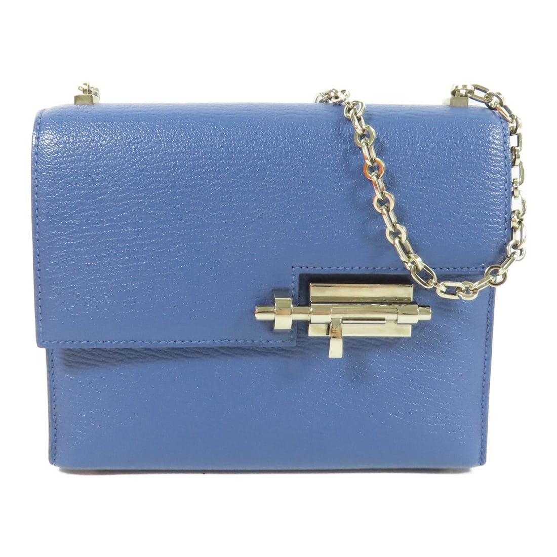 HERMES Chevre Leather Verrou Mini Silver Cross Shoulder Back Bag Shoulder Bag Blue brighton Blu (1 of 15)
