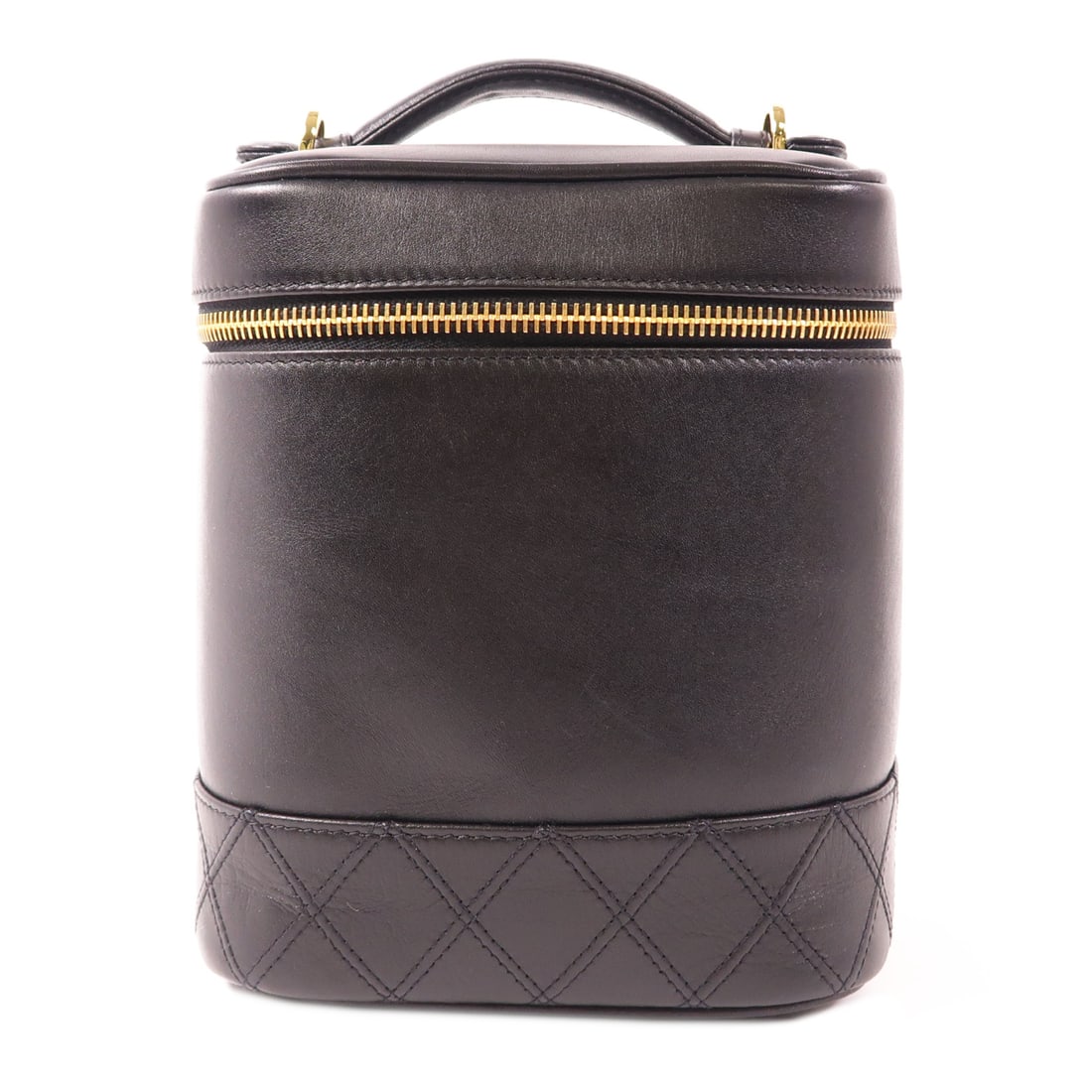 CHANEL Black Black Cowhide Leather Accessory Pouch Kinsaku Handmade Bag Handbag Calfskin (cowhide) (1 of 17)