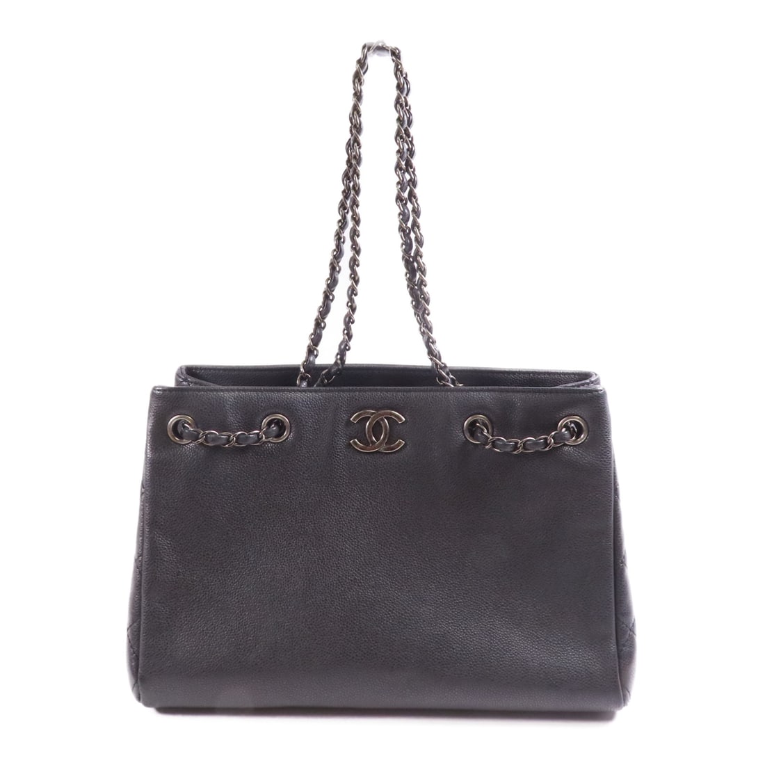 CHANEL Black Black Cowhide Leather Shoulder Bag Silver Shoulder Bag Shoulder Bag Calfskin (cowhide): Item Name: CHANEL Black Black Cowhide Leather Shoulder Bag Silver Shoulder Bag Shoulder Bag Calfskin (cowhide) Brand: CHANEL Model No.: Size: x W:33cmH:23cm x D:14cm(W:13.0 inch x H:9.1 inch x D:5.5 i