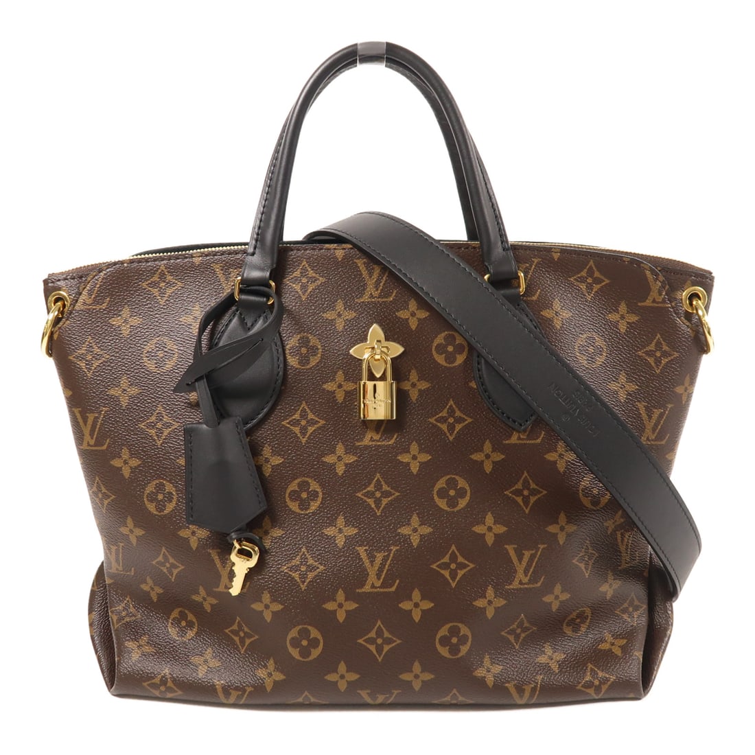 LOUIS VUITTON Monogram Flower Zip MM Hand-milled bag for shoulder and back bags Brown Black (1 of 13)