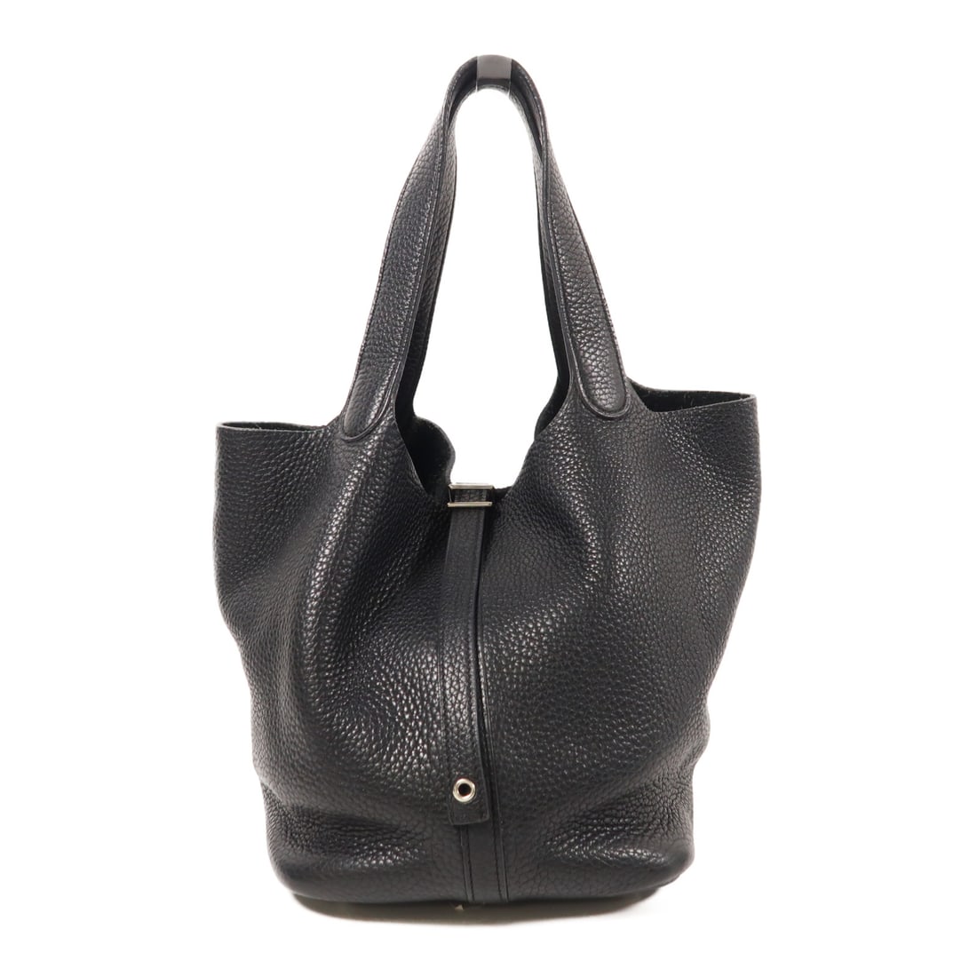 HERMES Clemence Leather Picotin MM Ginpaku Handmade Bag 89 Noir Handbag Noir Black Black Black (1 of 13)