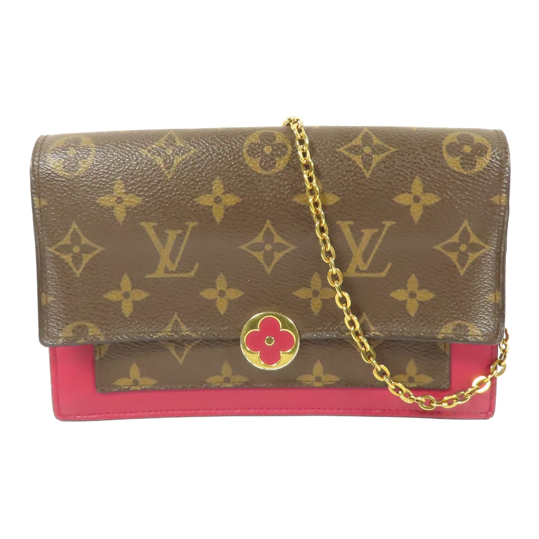 LOUIS VUITTON Monogram Portefeuille Flore Golden Cross Shoulder Back Bag Brown Red Brown/Red S: Item Name: LOUIS VUITTON Monogram Portefeuille Flore Golden Cross Shoulder Back Bag Brown Red Brown/Red S Brand: LOUIS VUITTON Model No.: M69578 Size: x W:19cmH:12.5cm x D:4cm(W:7.5 inch x H:4.9 inch 