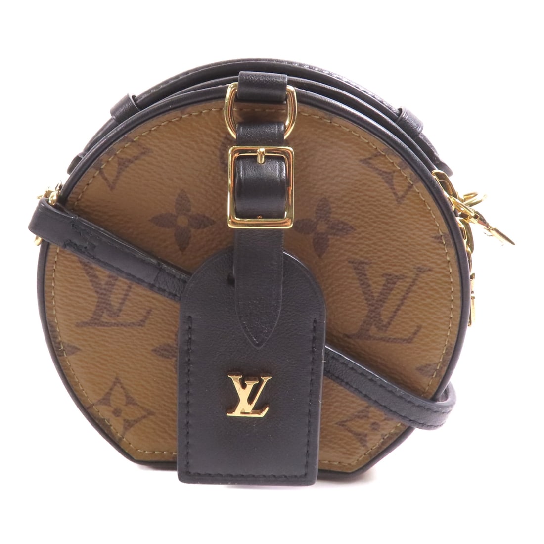 LOUIS VUITTON Monogram Reverse Mini Boite Chapeau Golden Shoulder Back Bag Brown Marron/Black Sh: Item Name: LOUIS VUITTON Monogram Reverse Mini Boite Chapeau Golden Shoulder Back Bag Brown Marron/Black Sh Brand: LOUIS VUITTON Model No.: M68276 Size: x W:7.5cmH:12cm x D:6.5cm(W:3.0 inch x H:4.7 in