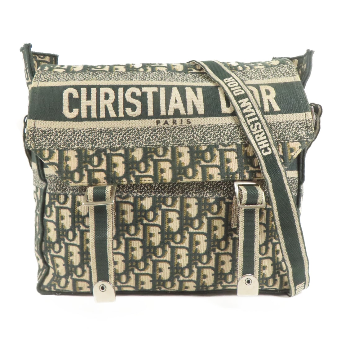 Dior Canvas Medium Diorcamp Bag Silver Shoulder Bag Shoulder Bag Beige Green Green/Beige canvas (1 of 14)