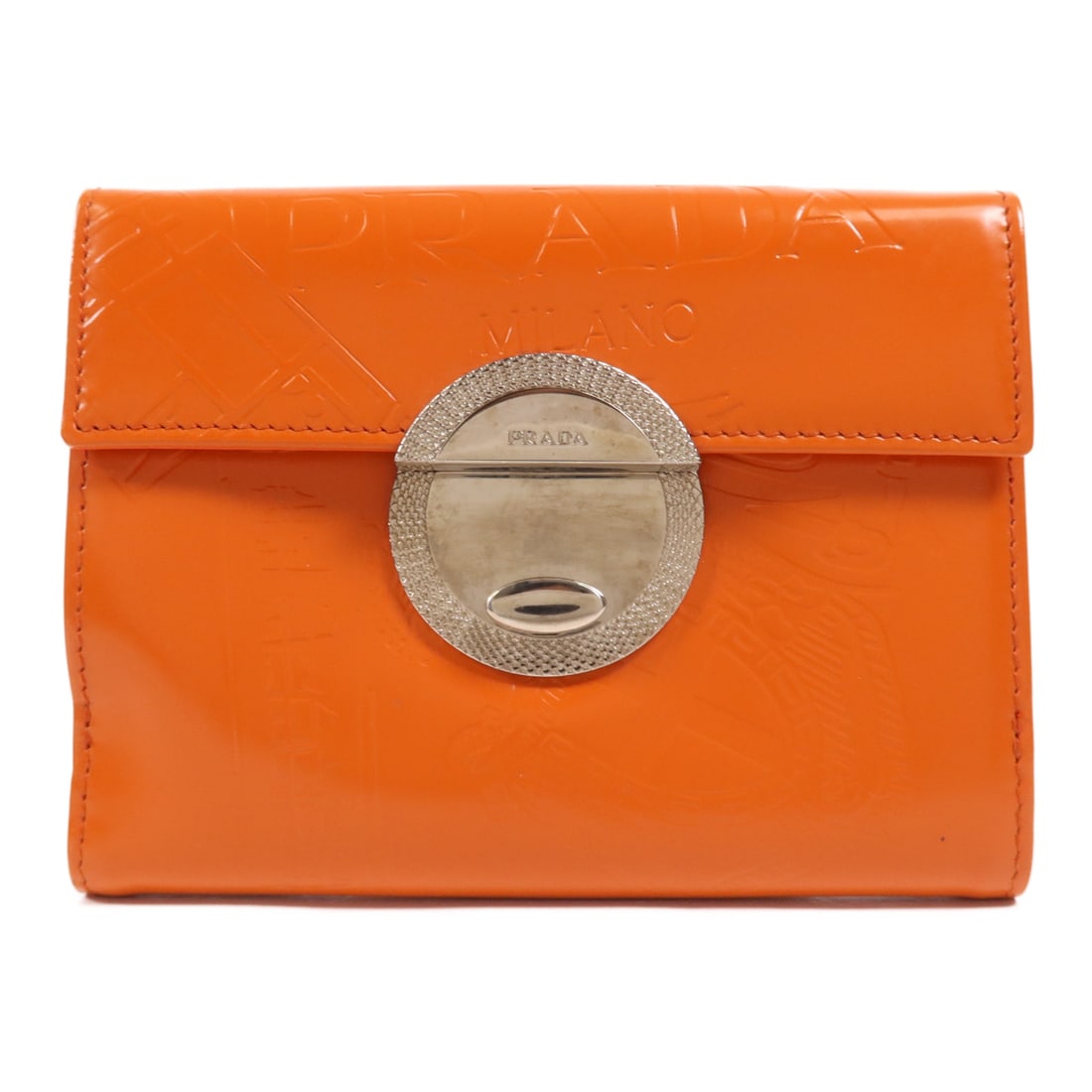 PRADA Cowhide Leather Wallet Silver Box Bifoldpurse Orange Arancio 1 Calfskin (cowhide) 1M0523: Item Name: PRADA Cowhide Leather Wallet Silver Box Bifoldpurse Orange Arancio 1 Calfskin (cowhide) 1M0523 Brand: PRADA Model No.: 1M0523 Size: x W:12cmH:9.5cmx D:2cm(W:4.7 inch x H:3.7 inch x D:0.8) C