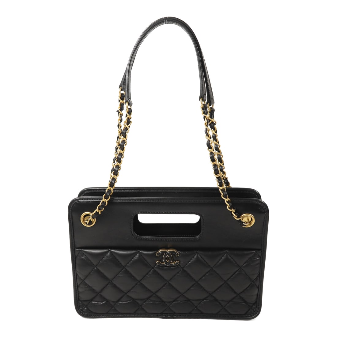CHANEL Black Black Sheepskin Leather 23S Graphic Catch Small Shopping Bag Golden Cross Shoulder Back: Item Name: CHANEL Black Black Sheepskin Leather 23S Graphic Catch Small Shopping Bag Golden Cross Shoulder Back Bag Shoulder Bag L Brand: CHANEL Model No.: Size: x W:26cmH:18cm x D:7.5cm(W:10.2 inch x