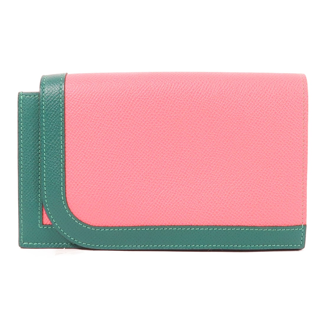 HERMES Epsom Leather Camail Long Wallet Ginpaku Long Box Bifoldpurse Pink Green Pink/Green Eps (1 of 13)