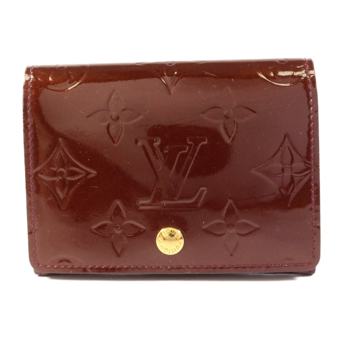 LOUIS VUITTON [Gekiku Yukei] Vernis Card Case Gold Card Clothes Red Wine Card Case M91409 (1 of 20)
