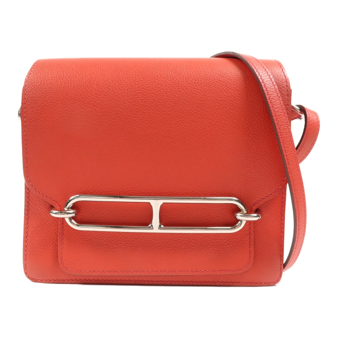 HERMES Clemence Leather Roulis Mini Silver Shoulder Back Bag Rouge Tomate Shoulder Bag Rouge tomat (1 of 20)