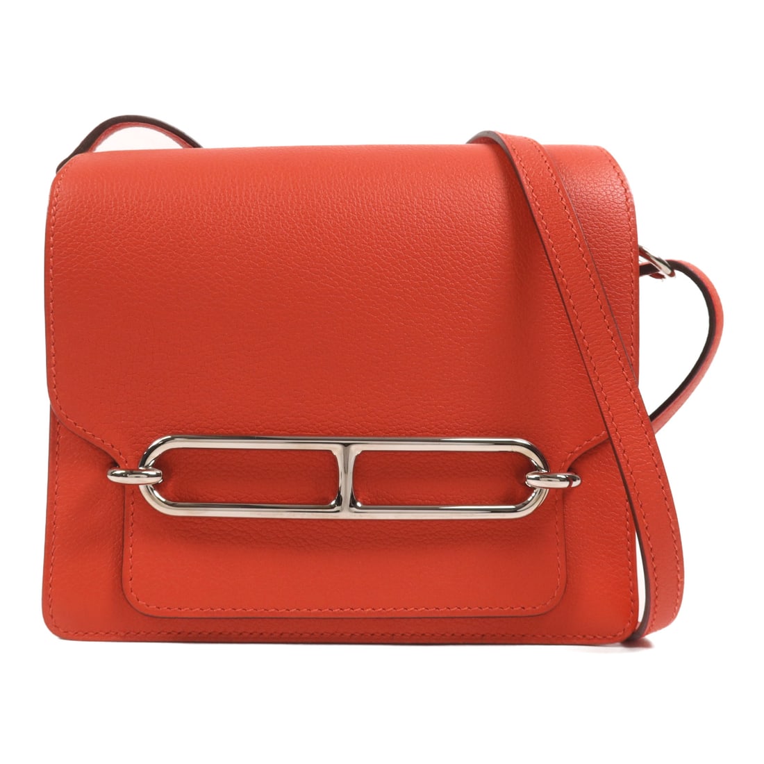 HERMES Evercolor Leather Mini Roulis Silver Shoulder Back Bag Rouge Tomate Shoulder Bag Rouge tomate: Item Name: HERMES Evercolor Leather Mini Roulis Silver Shoulder Back Bag Rouge Tomate Shoulder Bag Rouge tomate Red Rouge Tomate E Brand: HERMES Model No.: X/S5 Size: x W:17.5cmH:15.5cm x D:5cm(W:6.9 
