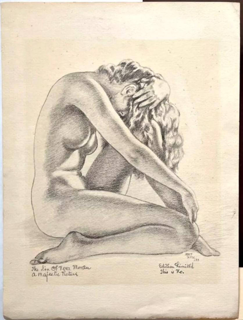 Alberto Vargas Extremely Rare Artist Proof Lithograph The Artists Attic, The Sins Of Nora Moran 1933