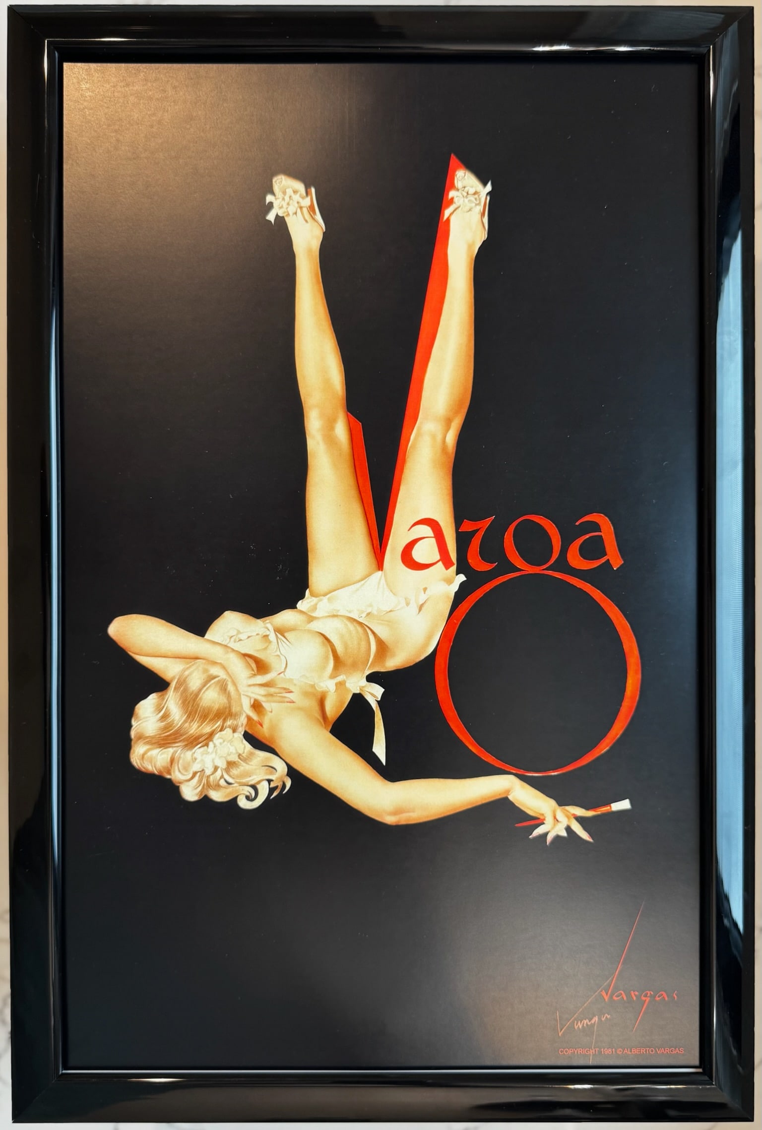 Alberto Vargas "Duotone" Signature 1947: Alberto Vargas created Varga Enterprises soon after he left Esquire magazine. The visionary artist began creating distinctive logos based on his signature to create branded products during the fifties