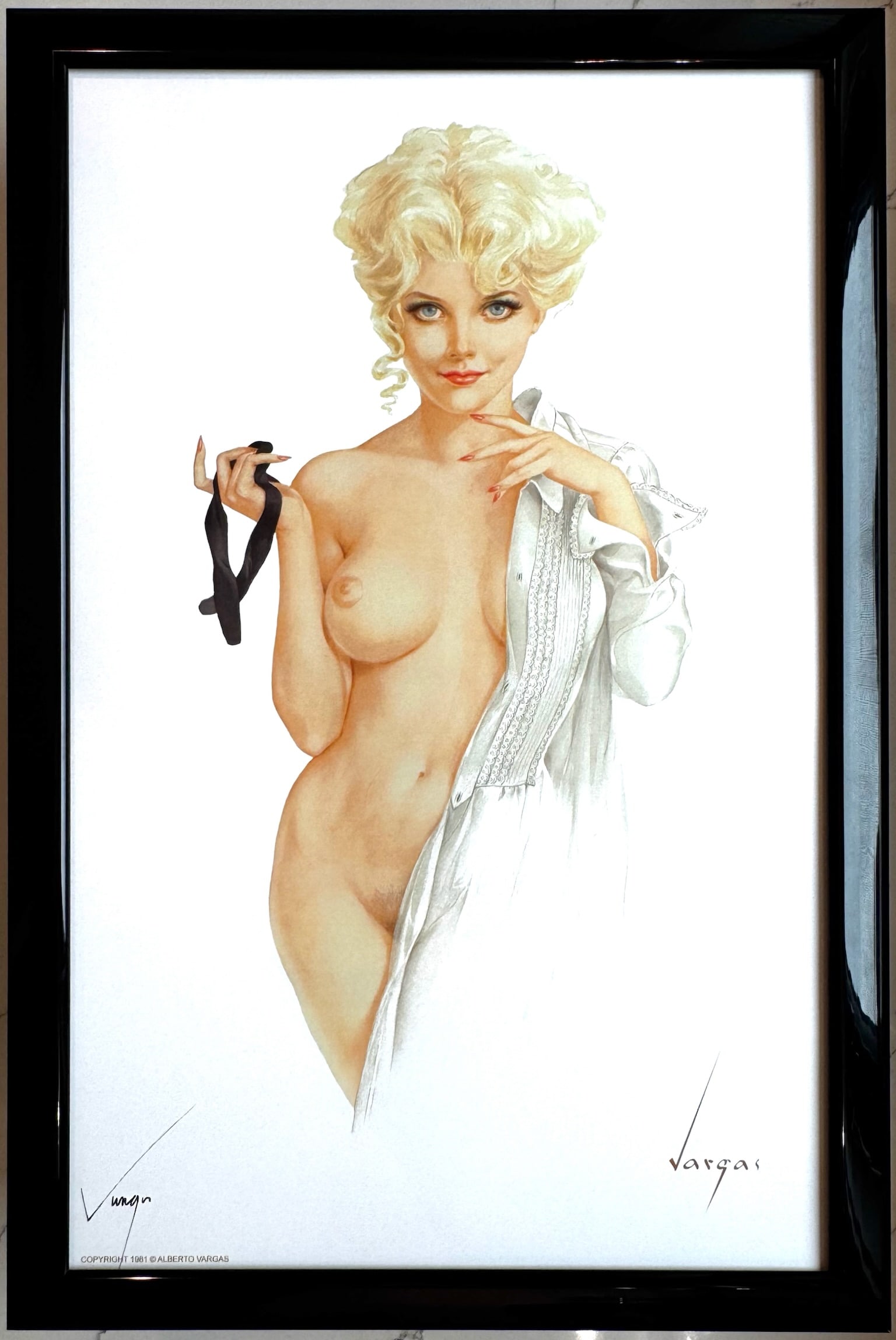 Alberto Vargas "Is This What They Mean by Having a Formal Affair?" January 1970: This exquisite print, crafted between 1979 and 1984, carries the authentic signature of Alberto Vargas, who personally autographed it at a signing event just before his passing in 1982. Frame not incl