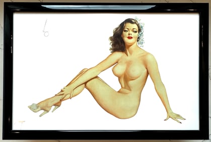 Alberto Vargas Nude in Shoes with Flowers in Hair