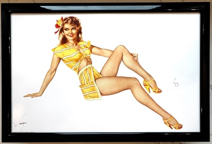 Alberto Vargas Pin-up In Yellow Dress 1940's