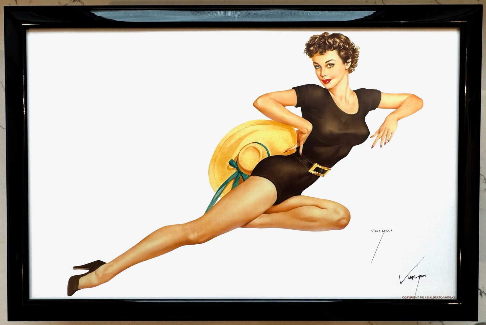 Alberto Vargas Varga Girls Two of Clubs Playing Card 1953: This exquisite print, crafted between 1979 and 1984, carries the authentic signature of Alberto Vargas, who personally autographed it at a signing event just before his passing in 1982. Frame not Incl