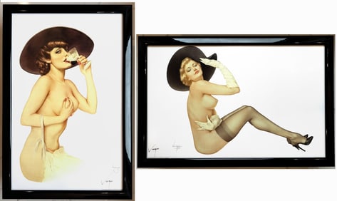 Alberto Vargas "Martini Time" and "Black Notes" Ultra Rare Pair