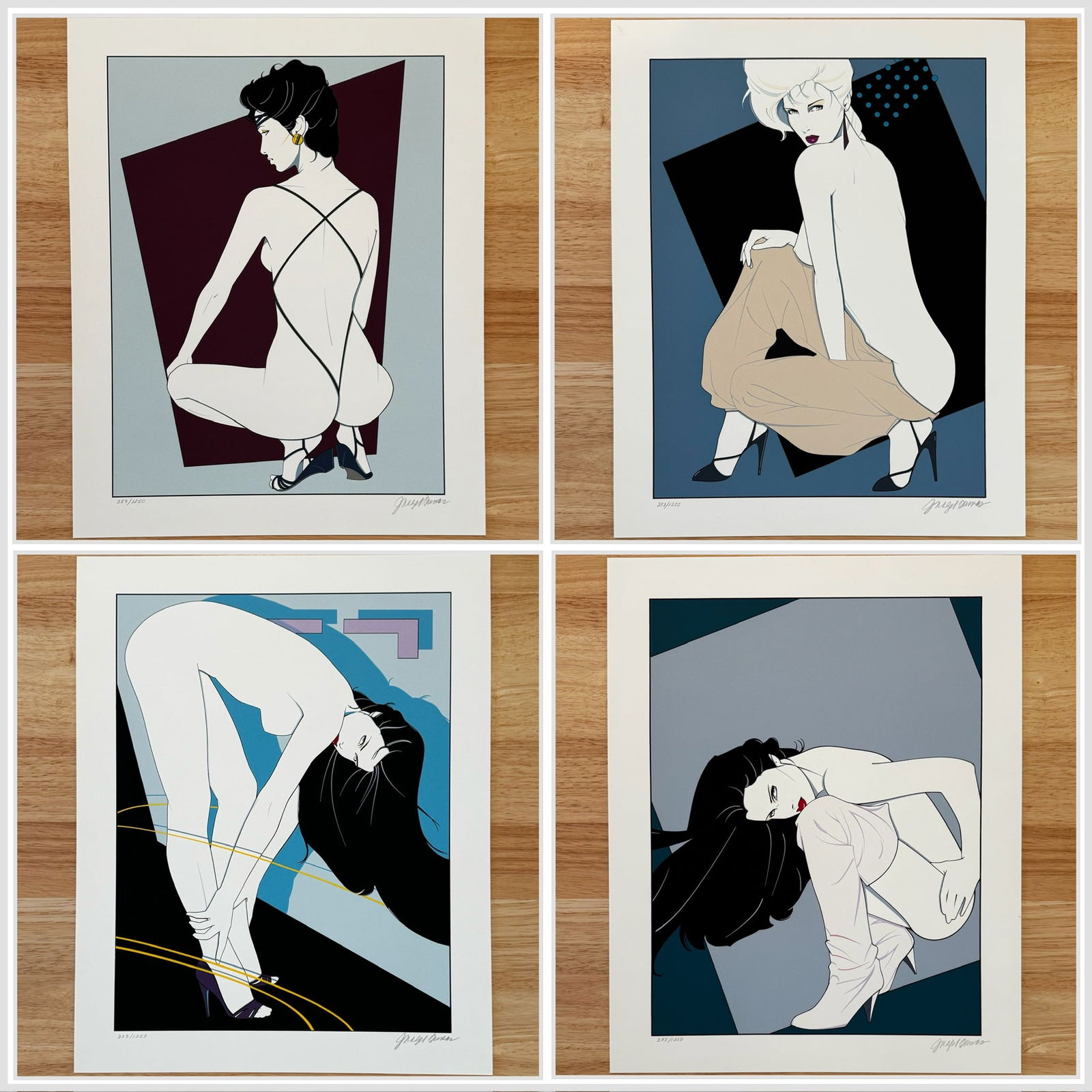 Set of Four Patrick Nagel Prints "The Playboy Porfolio I Serigraph Series"