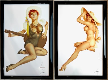 Alberto Vargas "To 'King' Dosky, gratefully / Alberto" and Girl in Yellow Sun-suit (Jean Dean)