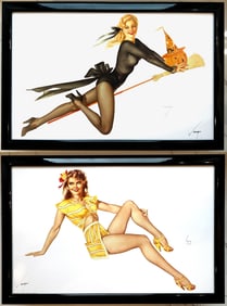 Alberto Vargas Bewitched (Jack of Hearts), Playing Card 1953 and Pin-up In Yellow Dress 1940's