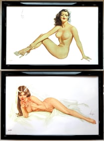 Alberto Vargas Nude in Shoes with Flowers in Hair and "Reclining Bride"
