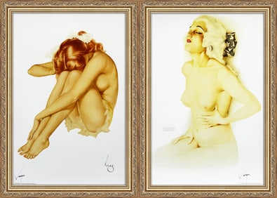 Alberto Vargas Seated Nude Esquire 1940's and Ziegfeld Girl 1928