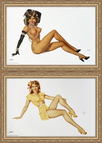 Alberto Vargas Pin-up In Yellow Dress and Pin-Up in Jewels