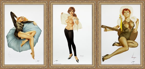 Alberto Vargas "Pillow Talk" Esquire, "A Cool Breeze" and "To 'King' Dosky, gratefully / Alberto"