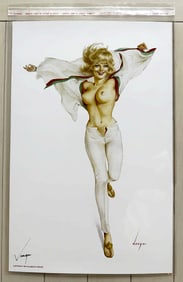 Alberto Vargas LAST MINUTE POST!! "Sorry I'm late. Did I hold up the game?" Playboy August 1967