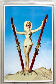 Alberto Vargas LAST MINUTE POST!! Ski Troops Girl American Weekly cover 1943.