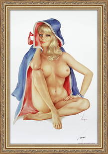 Alberto Vargas Playboy illustration July 1961 "Last Print": This exquisite print, crafted between 1979 and 1984, carries the authentic signature of Alberto Vargas, who personally autographed it at a signing event just before his passing in 1982. This is a stun