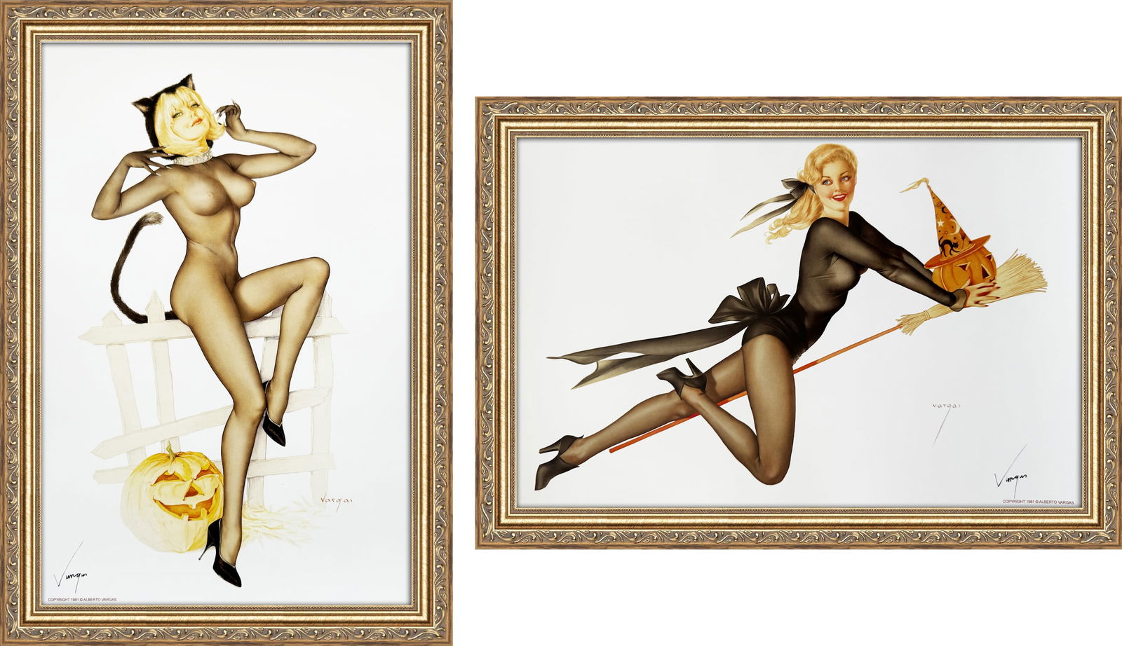 Alberto Vargas "Trick or Treat" and "Bewitched" prints (1 of 9)