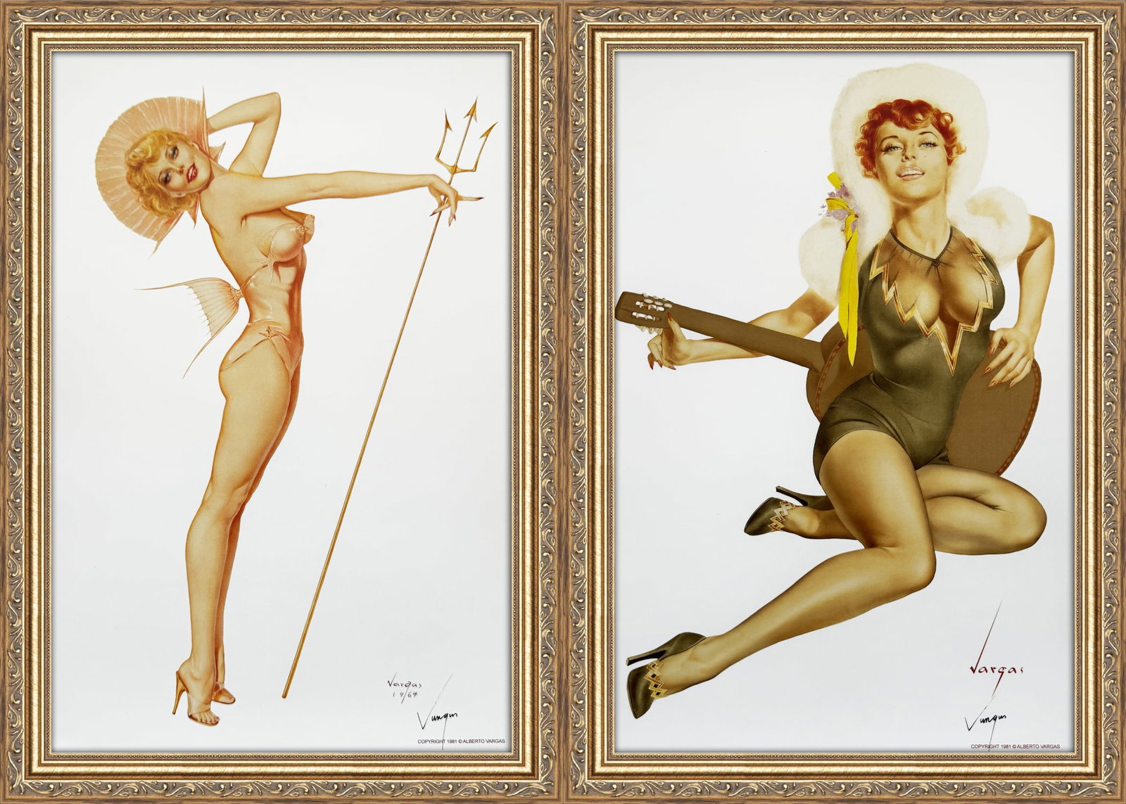Alberto Vargas "Queen of the Sea" and "To 'King' Dosky, gratefully / Alberto": This exquisite print, crafted between 1979 and 1984, carries the authentic signature of Alberto Vargas, who personally autographed it at a signing event just before his passing in 1982. Frame not Incl