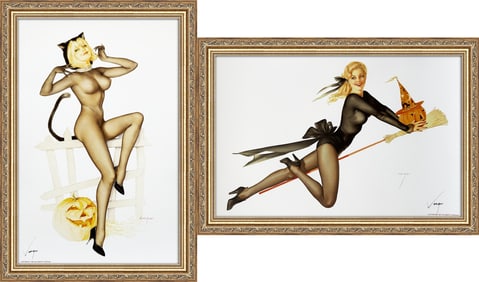 Alberto Vargas "Trick or Treat" Playboy October 1967 and Bewitched (Jack of Hearts), Playing Card