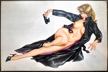 Alberto Vargas Vargas Playboy May 1966 on hard cardboard backing with pen shading by Vargas