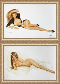 Alberto Vargas Playboy January 1971 and Reclining Bride
