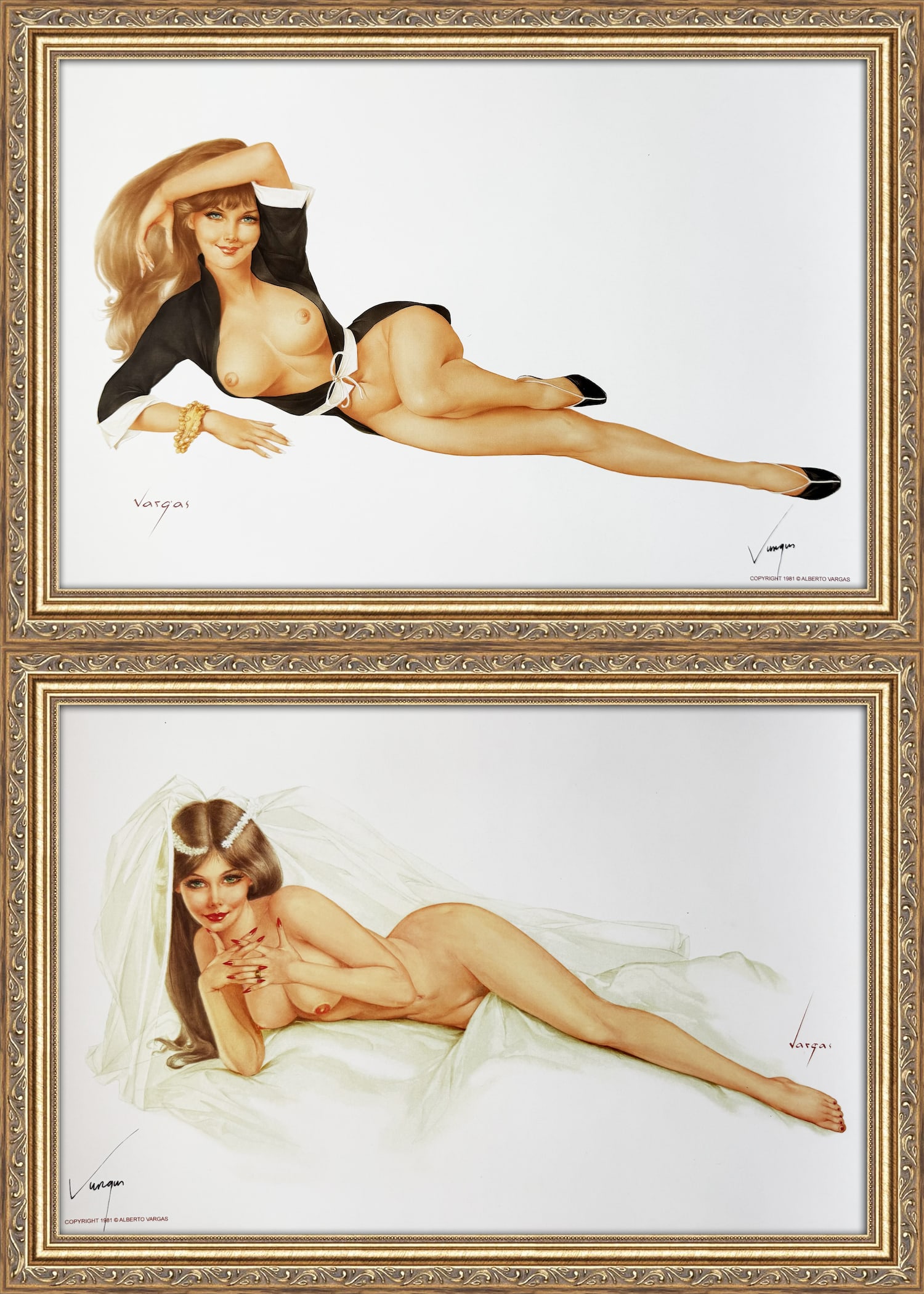 Alberto Vargas Playboy January 1971 and Reclining Bride (1 of 9)