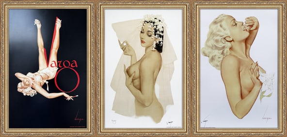 Alberto Vargas Duotone, "Bride in Wedding Veil." 1940'sl and "Girl with a Flower"