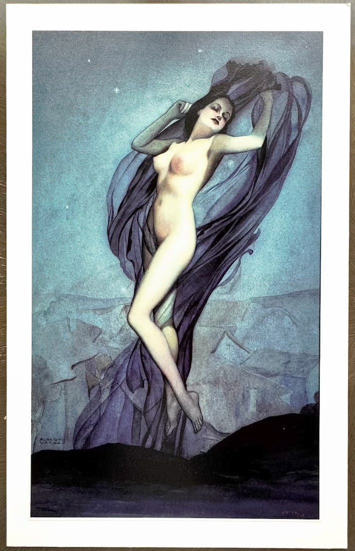 Alberto Vargas The Blue Nude 1/15 VR: A mesmerizing testament to the golden age of pin-up artistry, this ethereal nude embodies Alberto Vargas's unparalleled ability to infuse sensuality with sublime grace. Rendered in signature cool blue