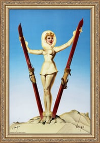 Alberto Vargas Signed Ski Troops Girl American Weekly cover 1943.